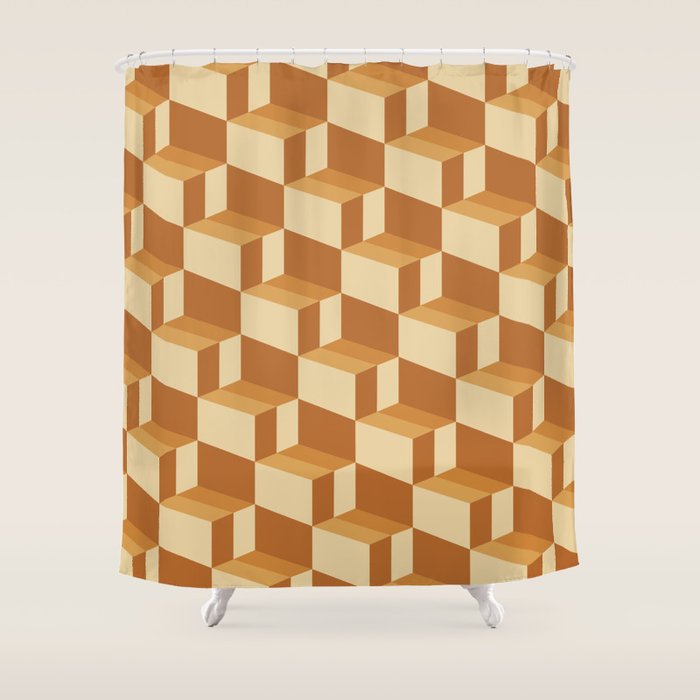 Cuboid Geometric Abstract Shapes Pattern XIII Shower Curtain Gallery Image 1