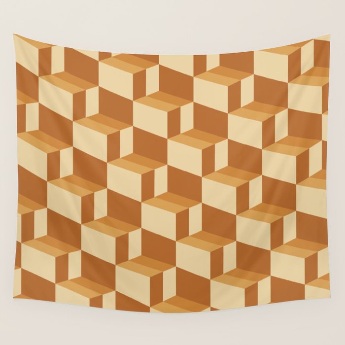 Cuboid Geometric Abstract Shapes Pattern XIII Wall Tapestry Gallery Image 4