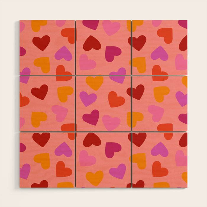 Colorful Heart Pattern for Valentine's Day Wood Wall Art Gallery Image 1