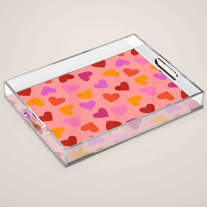 Colorful Heart Pattern for Valentine's Day Acrylic Tray Gallery Image 1