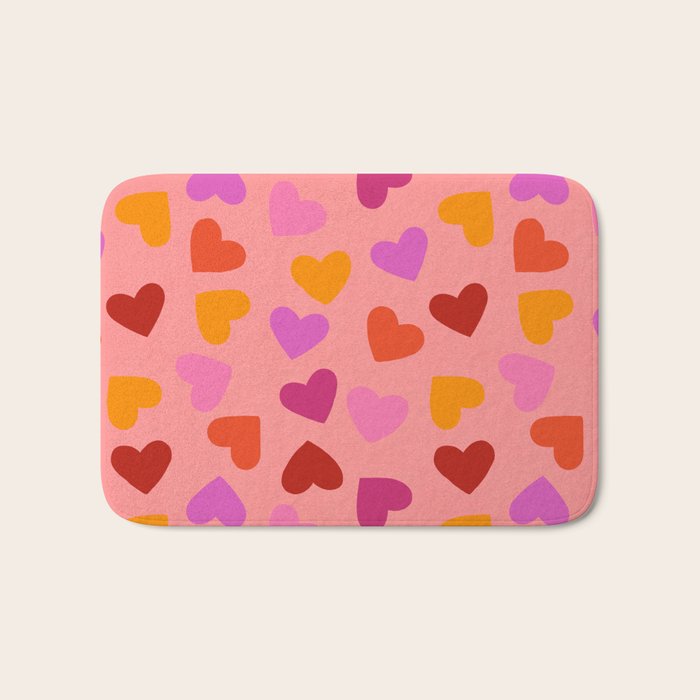 Colorful Heart Pattern for Valentine's Day Bath Mat Gallery Image 1