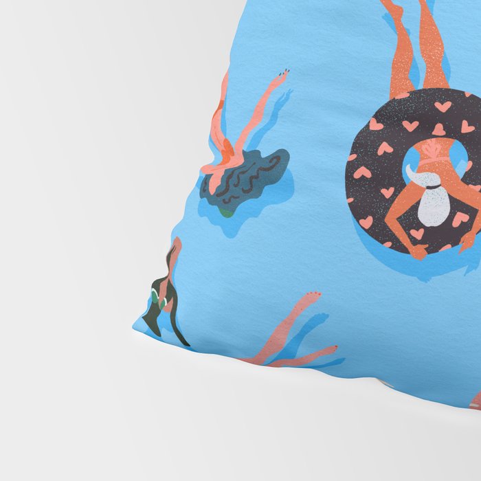 Swimming Ladies - Coral & Blue Palette Pillow Sham Gallery Image 4
