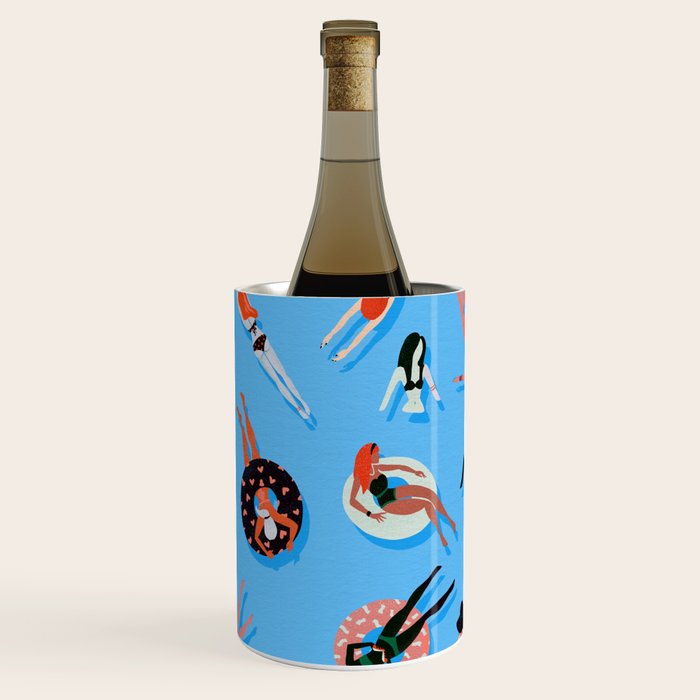 Swimming Ladies - Coral & Blue Palette Wine Chiller Gallery Image 1
