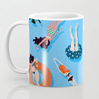 Swimming Ladies - Coral & Blue Palette Coffee Mug Gallery Image 3