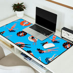 Swimming Ladies - Coral & Blue Palette Desk Mat Gallery Image 2