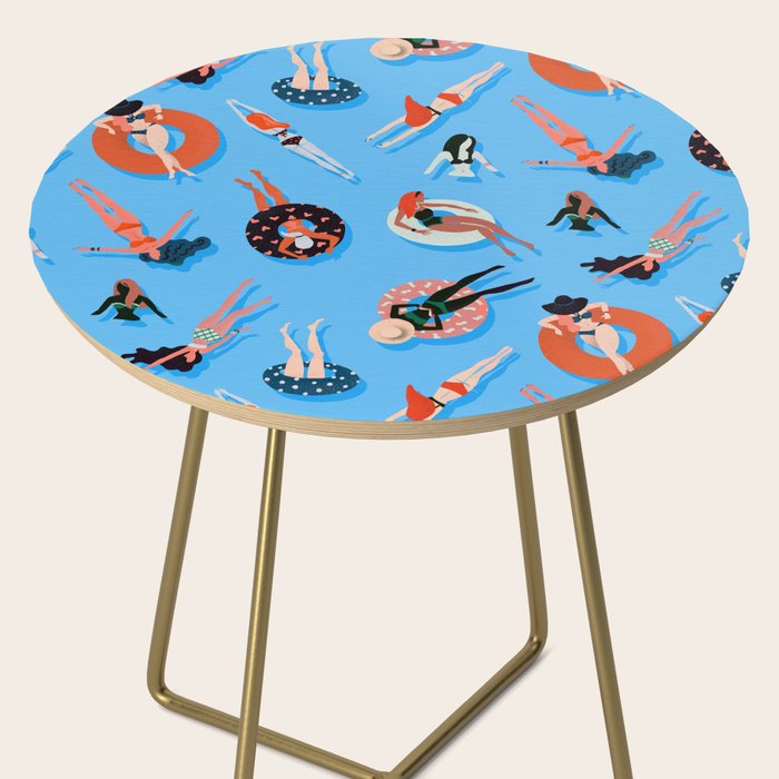 Swimming Ladies - Coral & Blue Palette Side Table Gallery Image 2