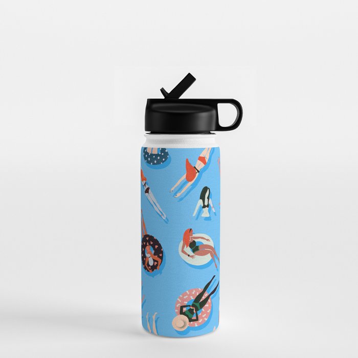 Swimming Ladies - Coral & Blue Palette Water Bottle Gallery Image 1