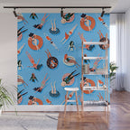 Swimming Ladies - Coral & Blue Palette Wall Mural Gallery Image 1
