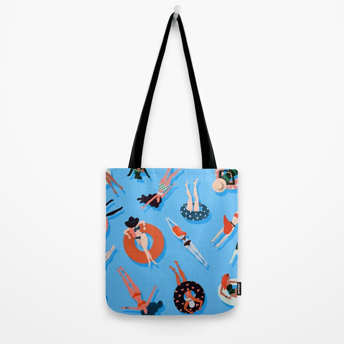 Swimming Ladies - Coral & Blue Palette Tote Bag Gallery Image 2