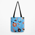 Swimming Ladies - Coral & Blue Palette Tote Bag Gallery Image 2