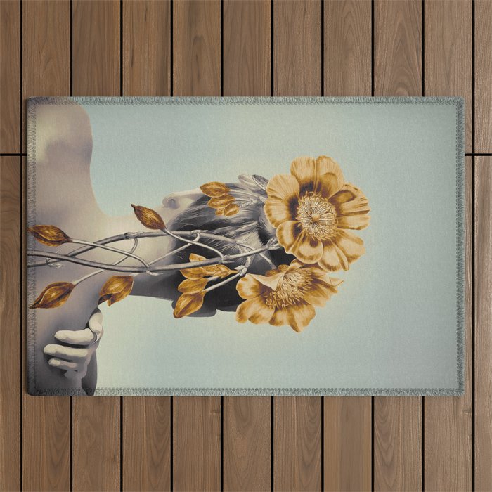 WOMAN WITH FLOWERS 2 Outdoor Rug Gallery Image 1