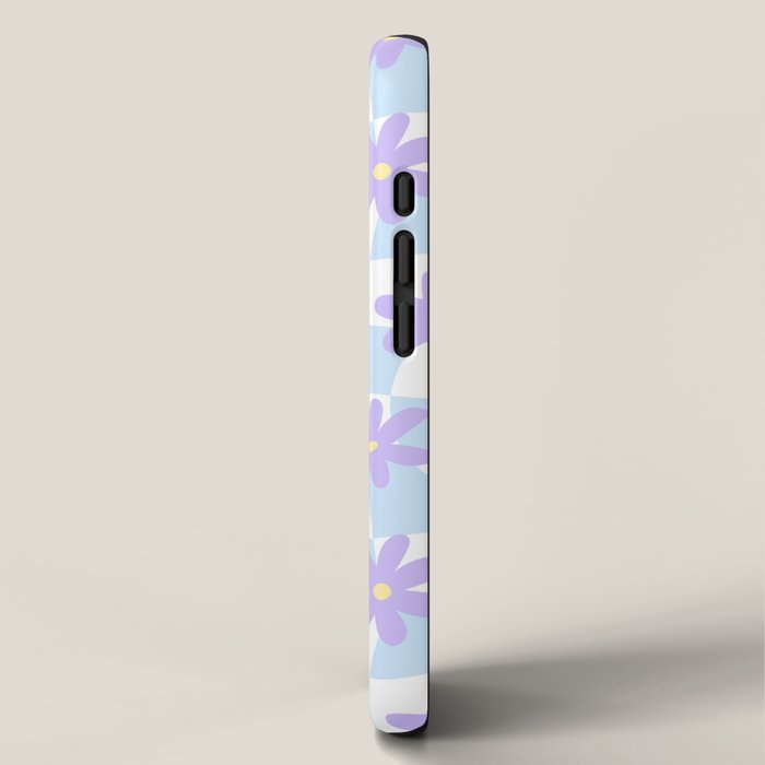 Retro psychedelic flower checkered print iPhone Case Gallery Image 2