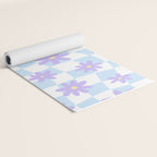 Retro psychedelic flower checkered print Yoga Mat Gallery Image 2