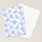 Retro psychedelic flower checkered print Stationery Card Gallery Image 2