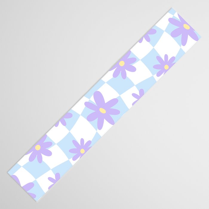 Retro psychedelic flower checkered print Table Runner Gallery Image 3