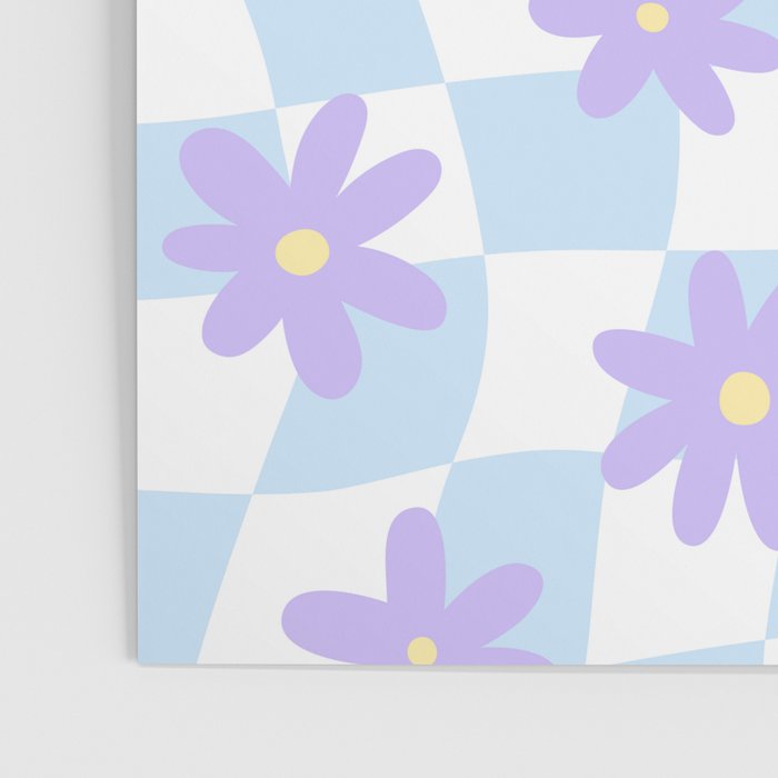 Retro psychedelic flower checkered print Poster Gallery Image 3