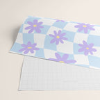 Retro psychedelic flower checkered print Wrapping Paper Gallery Image 2
