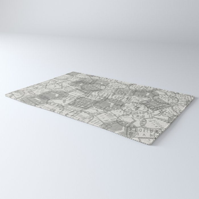 Vintage Florida Miami Travel Stamp Pattern Rug Gallery Image 3