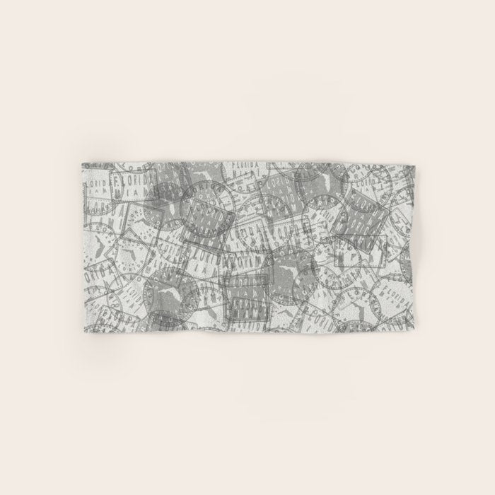 Vintage Florida Miami Travel Stamp Pattern Bath Towel Gallery Image 1