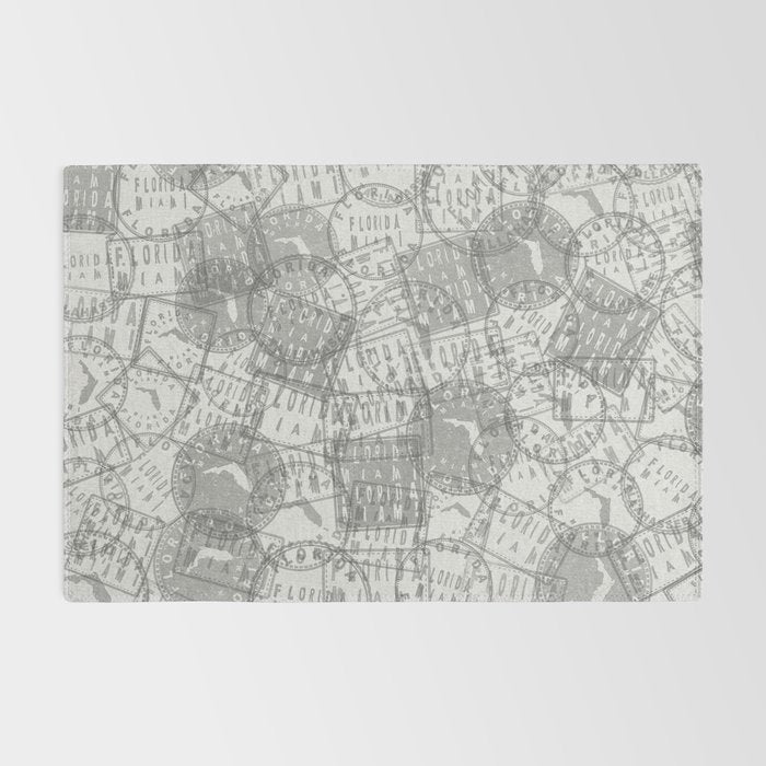 Vintage Florida Miami Travel Stamp Pattern Rug Gallery Image 2