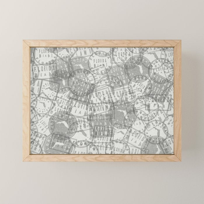 Vintage Florida Miami Travel Stamp Pattern Mini Art Print Gallery Image 1