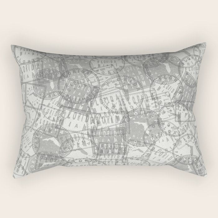Vintage Florida Miami Travel Stamp Pattern Rectangular Pillow Gallery Image 2