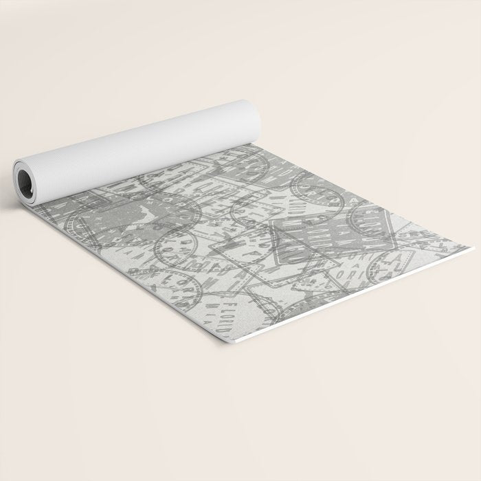 Vintage Florida Miami Travel Stamp Pattern Yoga Mat Gallery Image 2