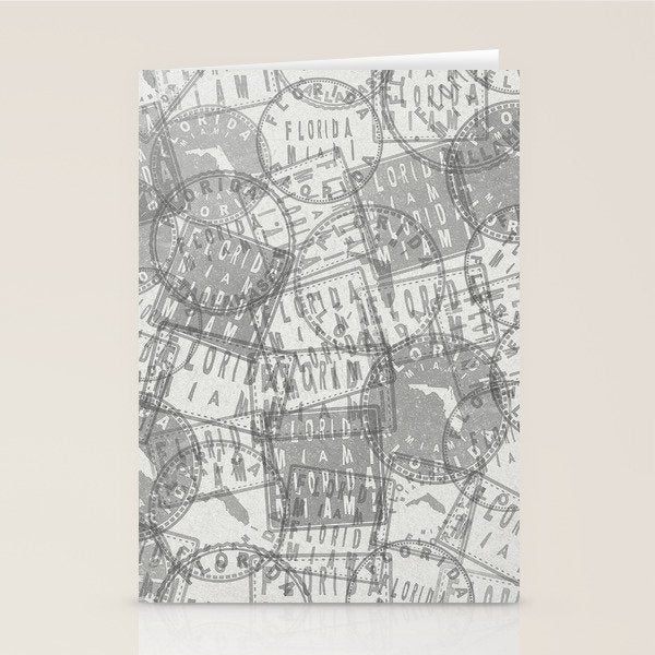 Vintage Florida Miami Travel Stamp Pattern Stationery Card Gallery Image 1