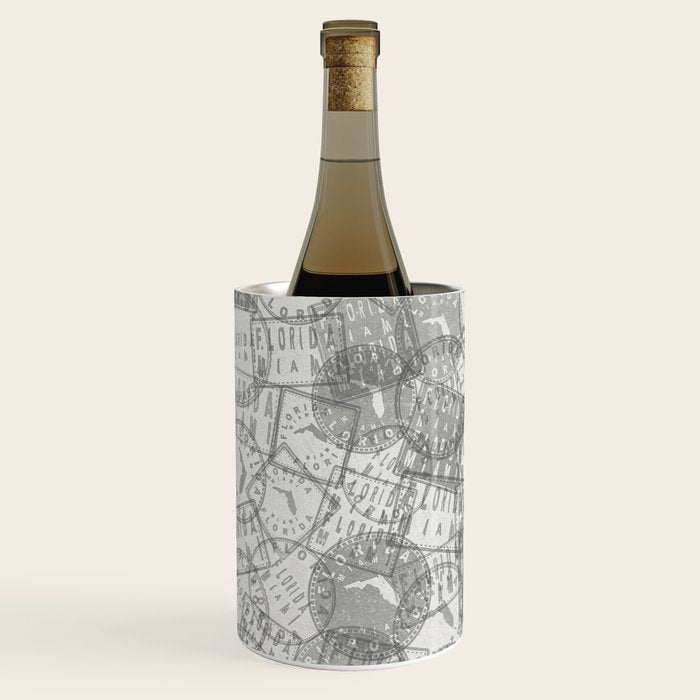 Vintage Florida Miami Travel Stamp Pattern Wine Chiller Gallery Image 2