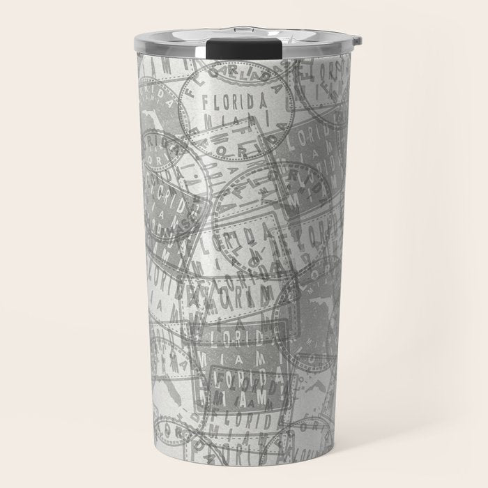 Vintage Florida Miami Travel Stamp Pattern Travel Mug Gallery Image 1