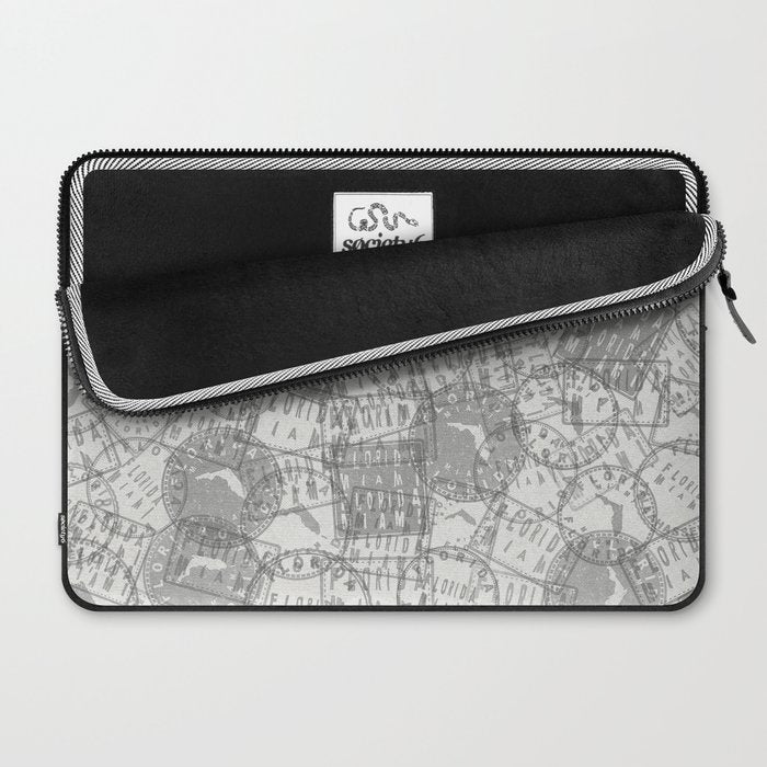 Vintage Florida Miami Travel Stamp Pattern Laptop Sleeve Gallery Image 2