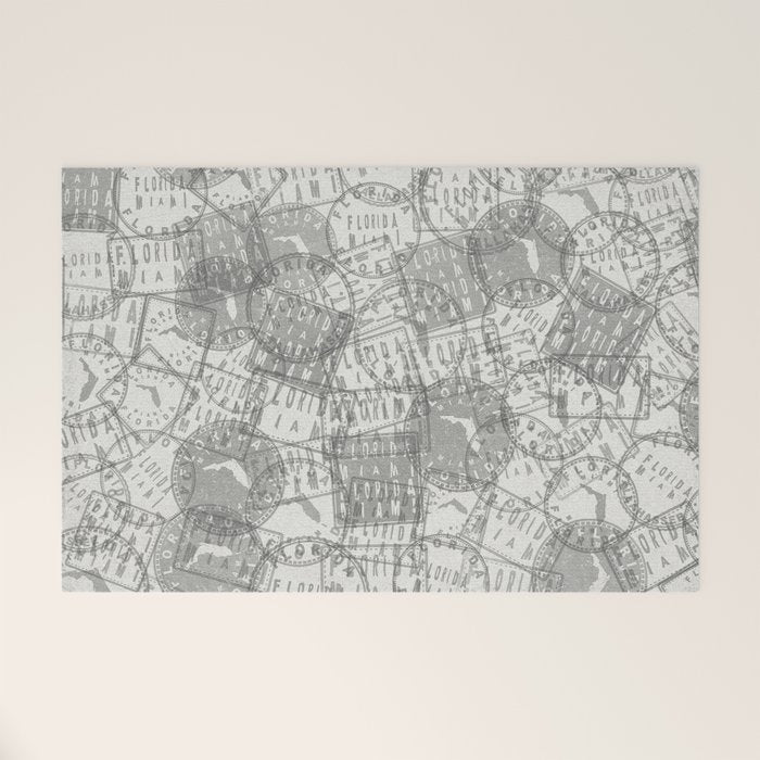 Vintage Florida Miami Travel Stamp Pattern Welcome Mat Gallery Image 1