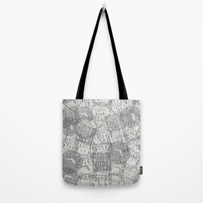 Vintage Florida Miami Travel Stamp Pattern Tote Bag Gallery Image 2