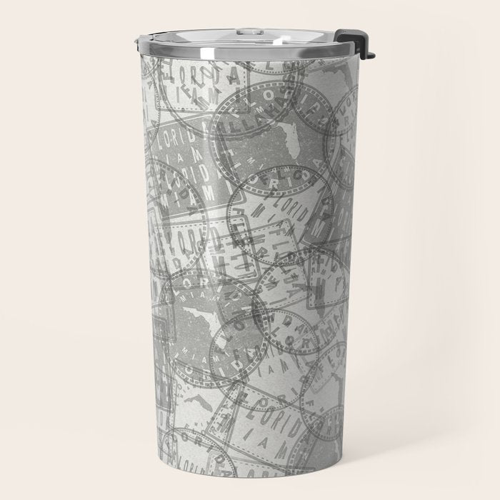 Vintage Florida Miami Travel Stamp Pattern Travel Mug Gallery Image 2
