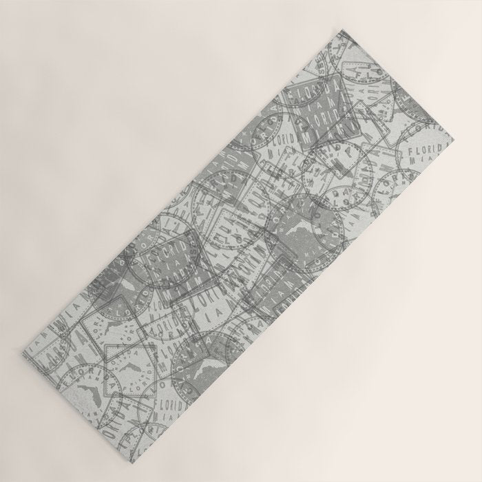 Vintage Florida Miami Travel Stamp Pattern Yoga Mat Gallery Image 1
