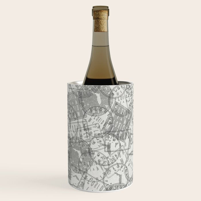 Vintage Florida Miami Travel Stamp Pattern Wine Chiller Gallery Image 3