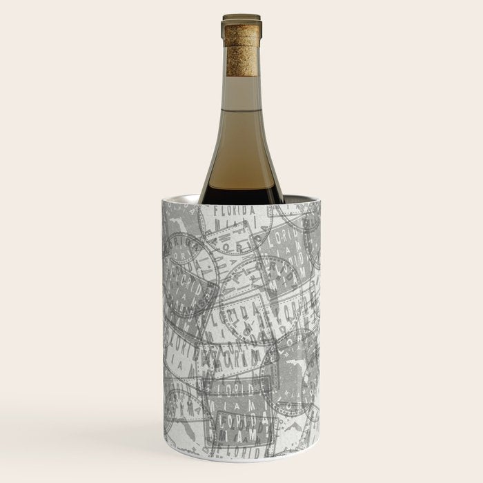 Vintage Florida Miami Travel Stamp Pattern Wine Chiller Gallery Image 1