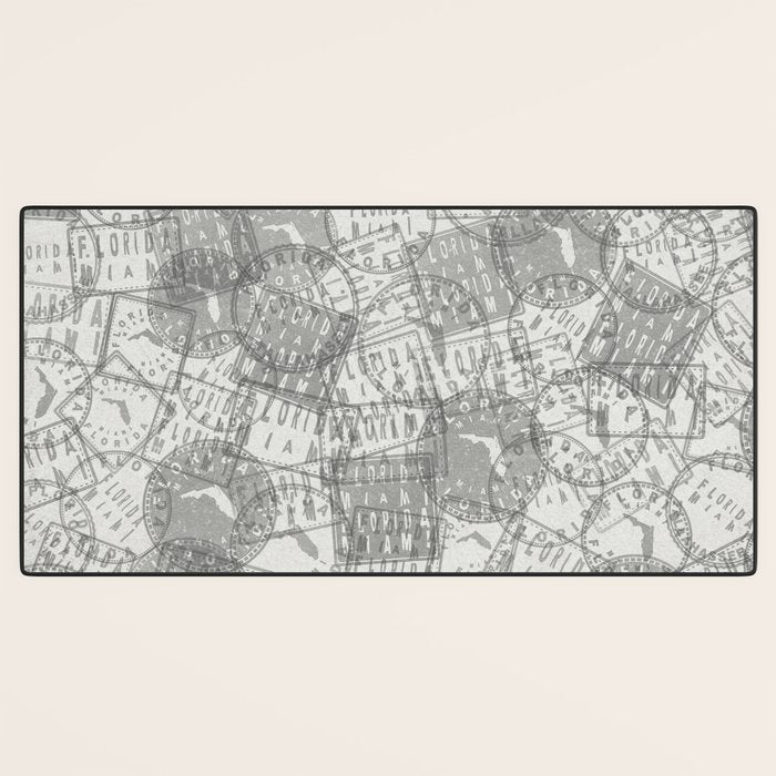 Vintage Florida Miami Travel Stamp Pattern Desk Mat Gallery Image 3