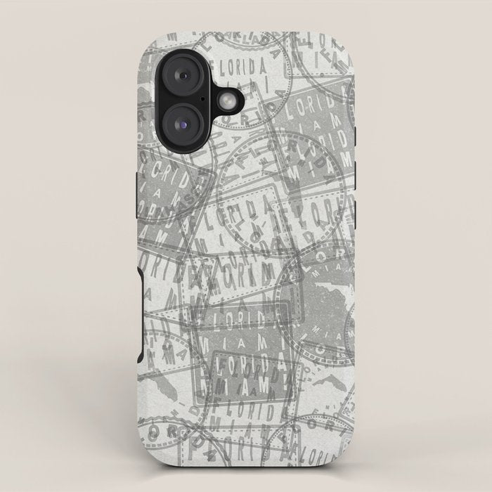 Vintage Florida Miami Travel Stamp Pattern iPhone Case Gallery Image 1