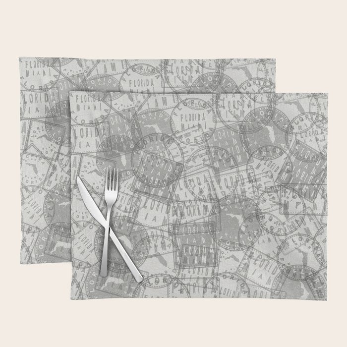 Vintage Florida Miami Travel Stamp Pattern Placemat Gallery Image 1