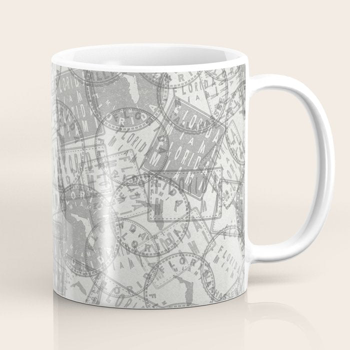 Vintage Florida Miami Travel Stamp Pattern Coffee Mug Gallery Image 1