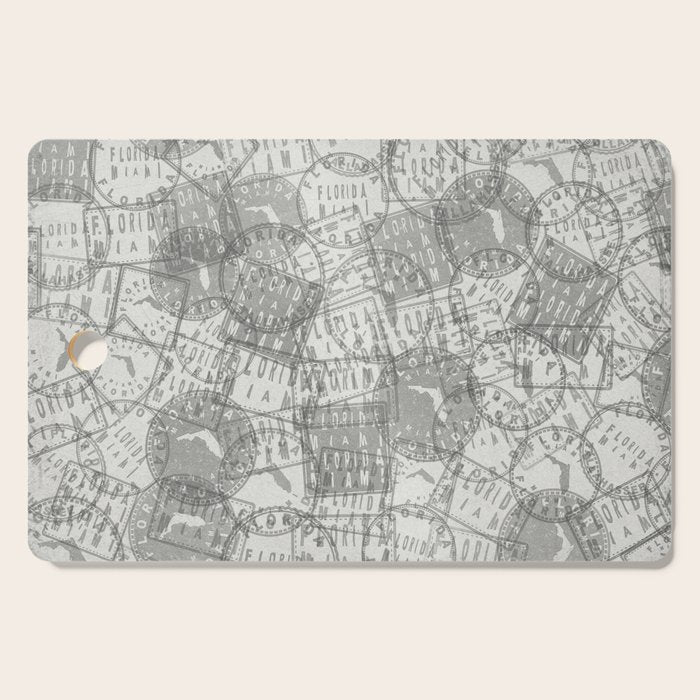 Vintage Florida Miami Travel Stamp Pattern Cutting Board Gallery Image 1