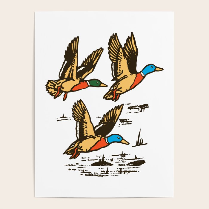 Mallard Ducks in Flight Waterfowl Poster Gallery Image 4