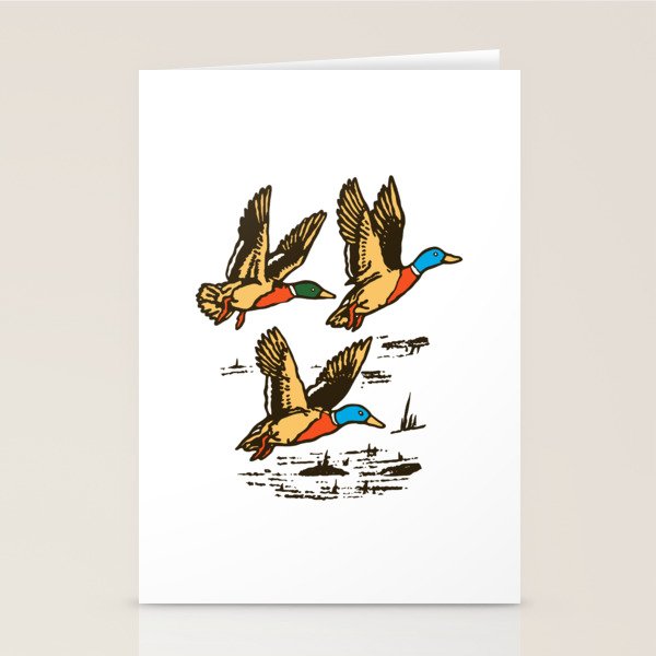 Mallard Ducks in Flight Waterfowl Stationery Card Gallery Image 1