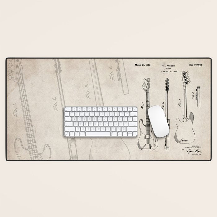 Bass Guitar Patent - Bass Guitarist Art - Antique Desk Mat Gallery Image 1