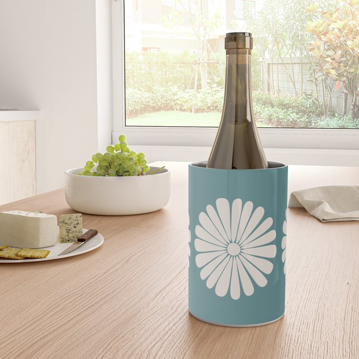 Retro Daisy Abstract XXII Teal Green Bold Floral Wine Chiller Gallery Image 4