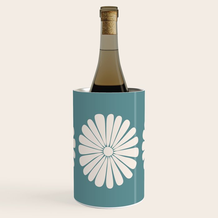 Retro Daisy Abstract XXII Teal Green Bold Floral Wine Chiller Gallery Image 1