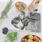 Chimpanzee Reading Newspaper, Black and White Vintage Art Cutting Board Gallery Image 2