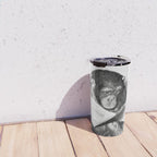 Chimpanzee Reading Newspaper, Black and White Vintage Art Travel Mug Gallery Image 4