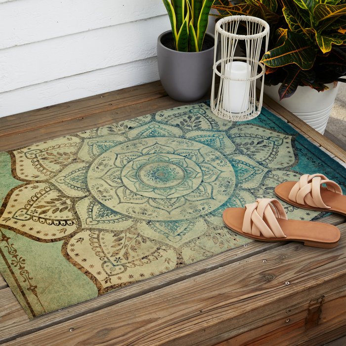 Faded Bohemian Mandala Outdoor Rug Gallery Image 2